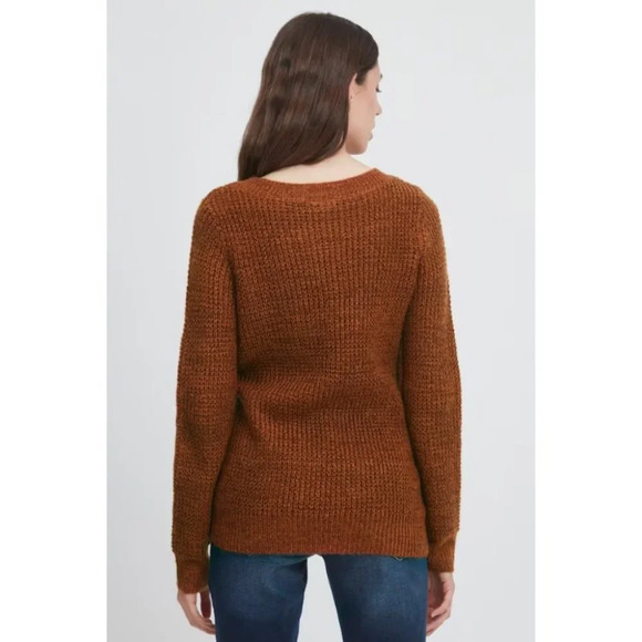ICHI Ihodansa Rust / Ginger / Orange Long Sleeve Thick Waffle Knit Sweater LG - Picture 3 of 16